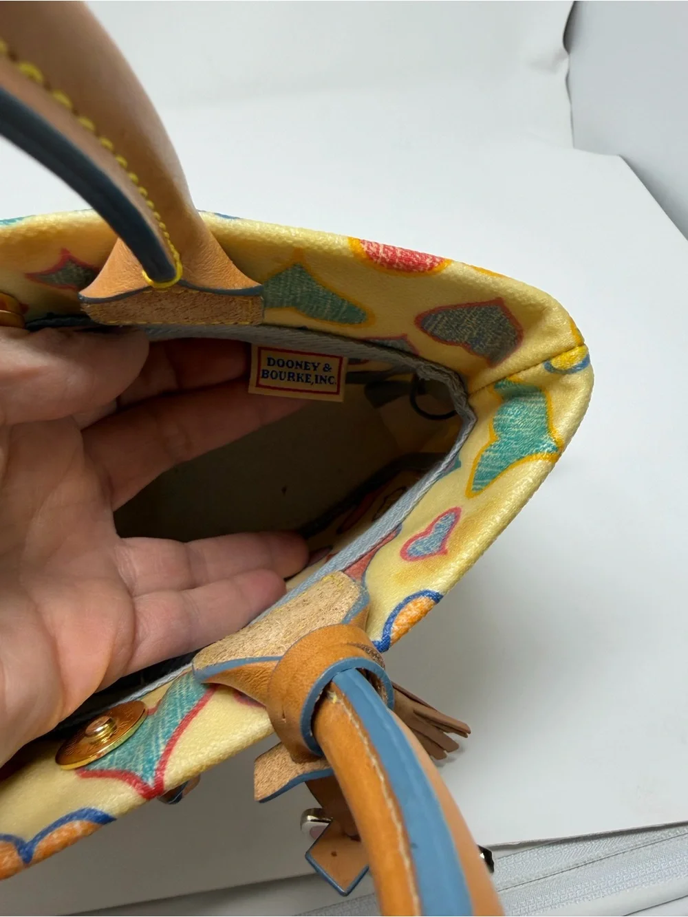 Dooney & Bourke Y2K Sweetheart Crayon Satchel With Charm Leather Strap Accents
